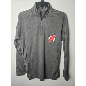 New Jersey Devils Men's Pullover Quarter Zip Gray Medium